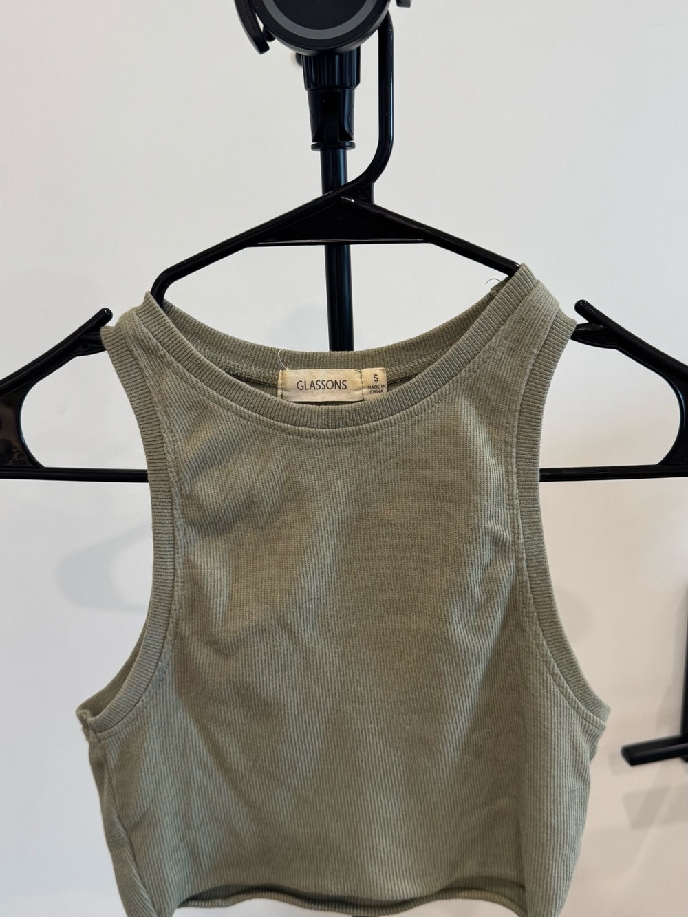 Glassons Olive Ribbed Cropped Tank